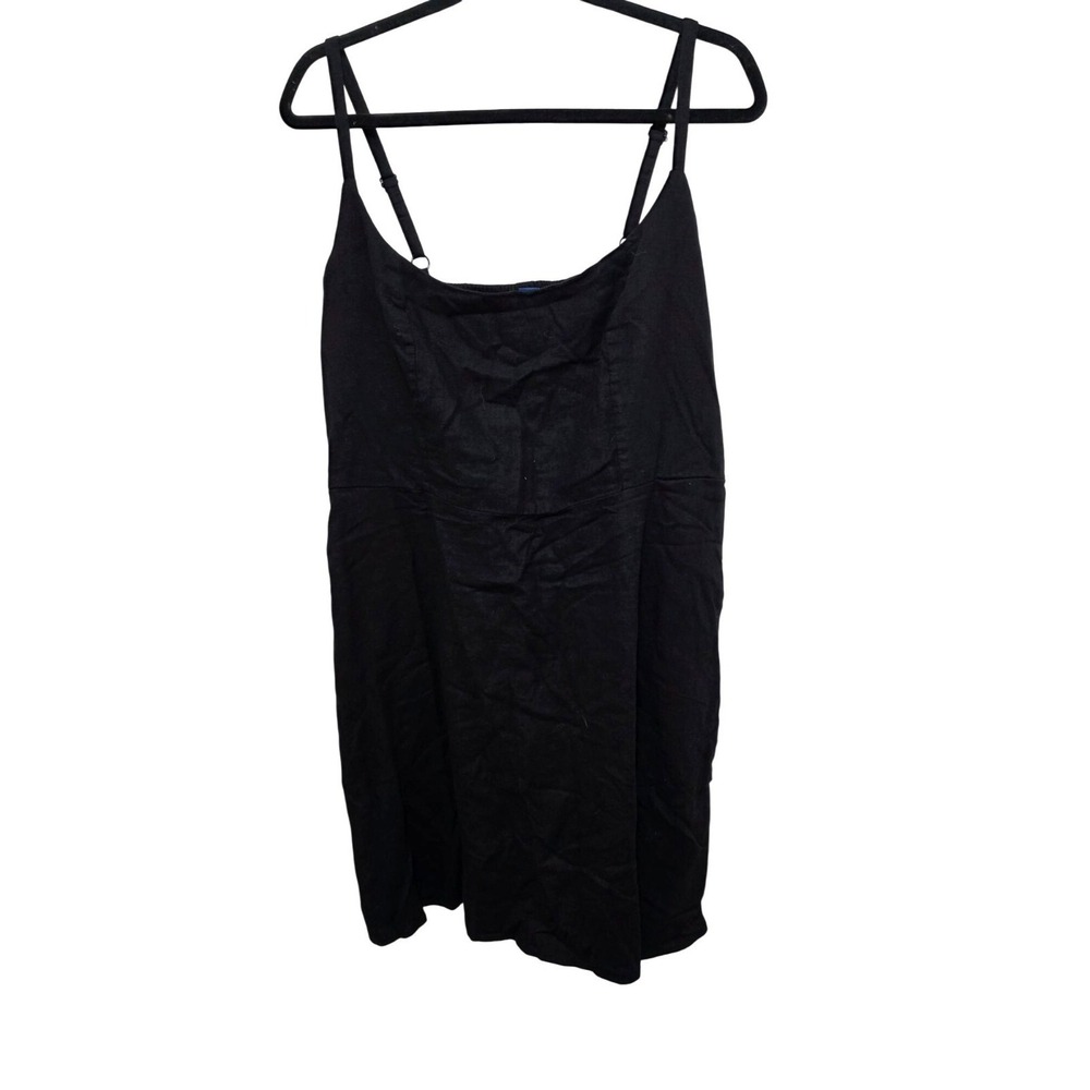 NWT Old Navy Black Sleeveless Adjustable Strap Linen Blend Dress Smocked Back Si